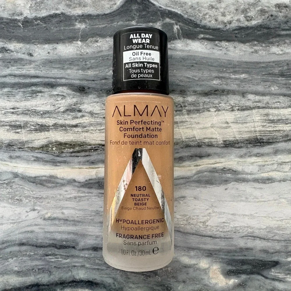 Almay Skin Perfecting Comfort Matte Foundation 180 Neutral Toasty Beige 1oz